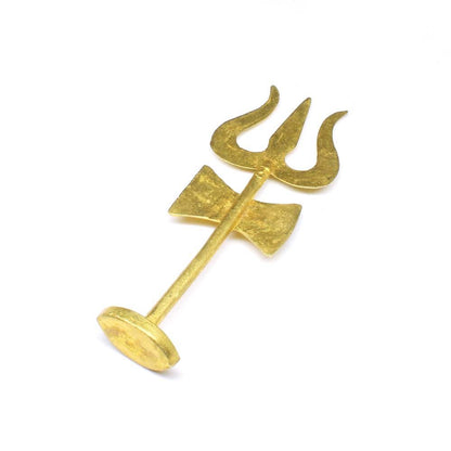 Pure Brass Trishul Damru with Stand Statue for Lal Kitab and red book remedies