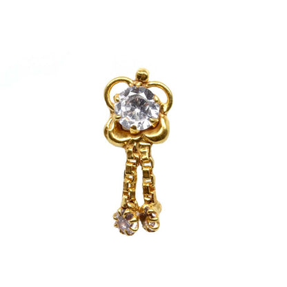 Gold plated Nose Stud Corkscrew Piercing Ring