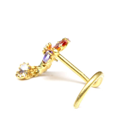 Gold Plated Corkscrew Nose Stud