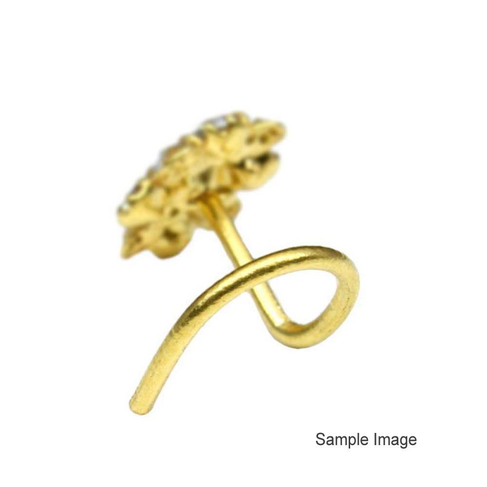 Triangle gold plated corkscrew nose stud 22g