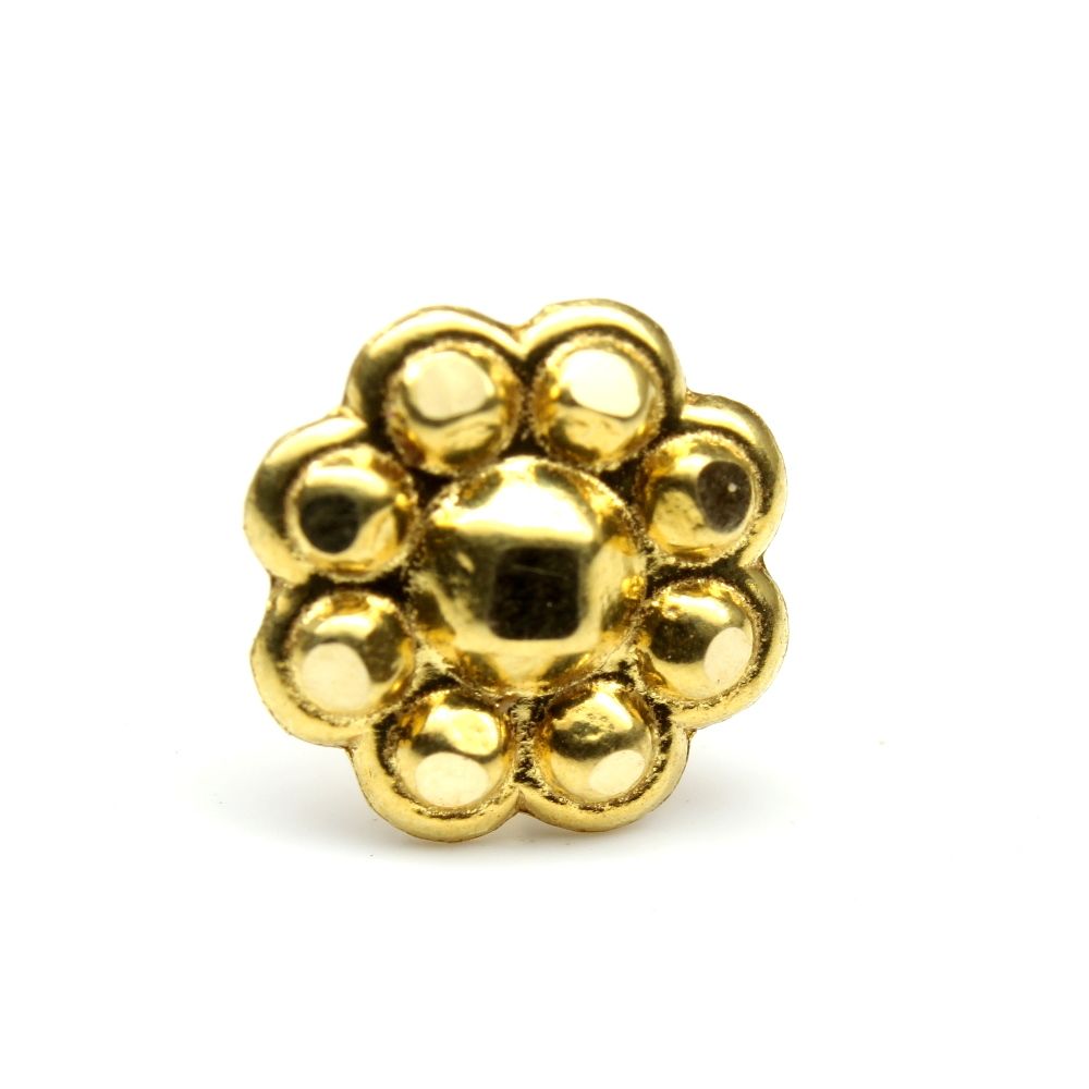 Real Gold Nose stud 14K Ethnic  piercing nose ring Push pin