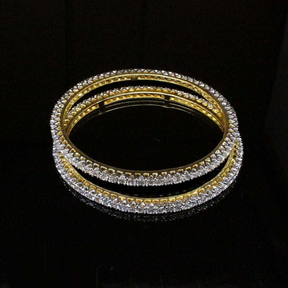 Two tone Fashion CZ Bracelet Bangle- Pair