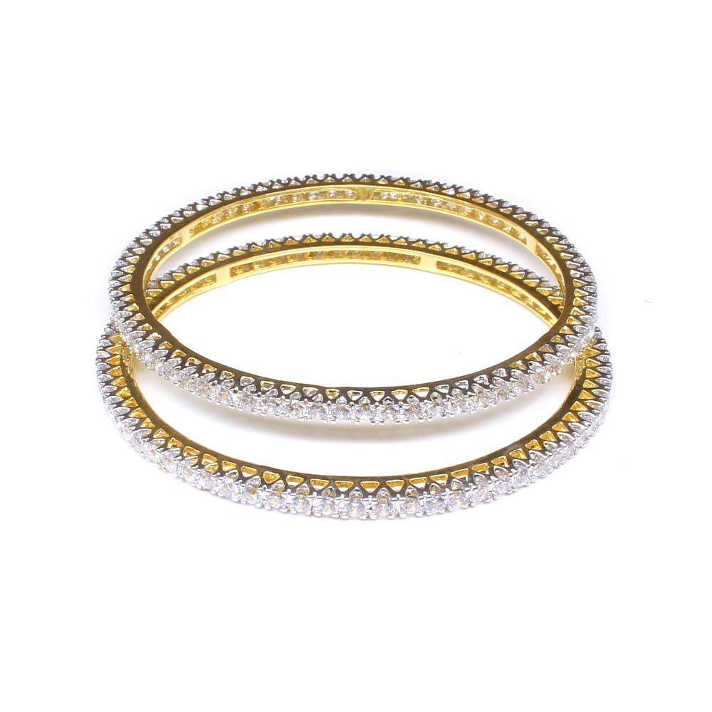 Two tone Fashion CZ Bracelet Bangle- Pair