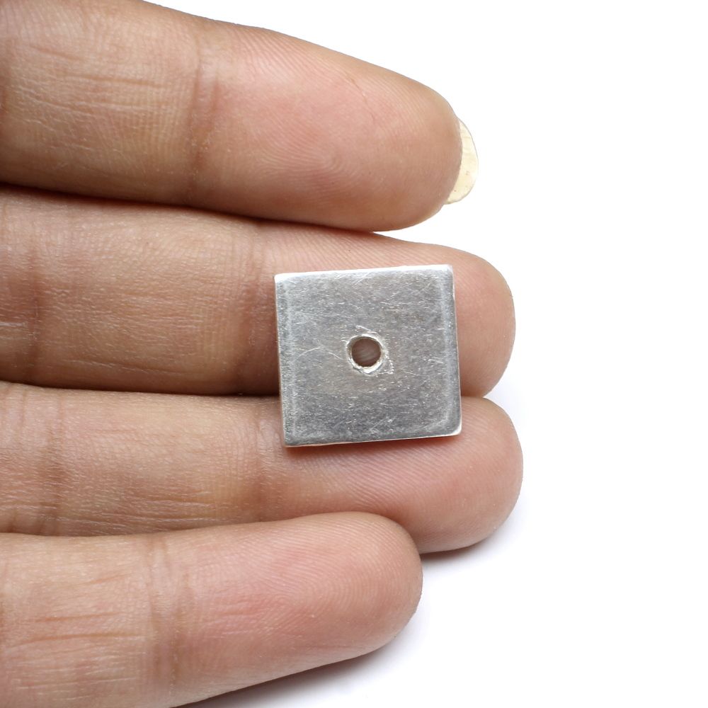 Pure Silver Square Piece with hole, Chokor for Red book remedy