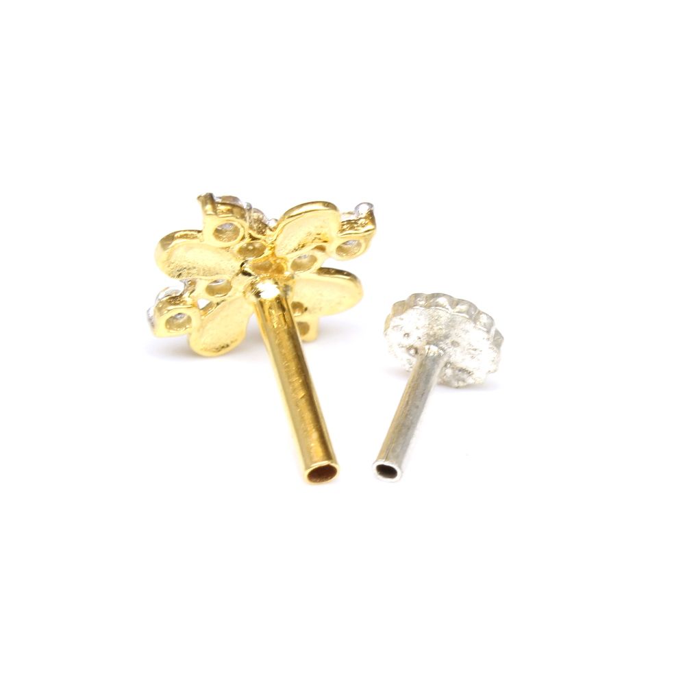 Nose Pin Solid 14k Yellow Gold With push pin