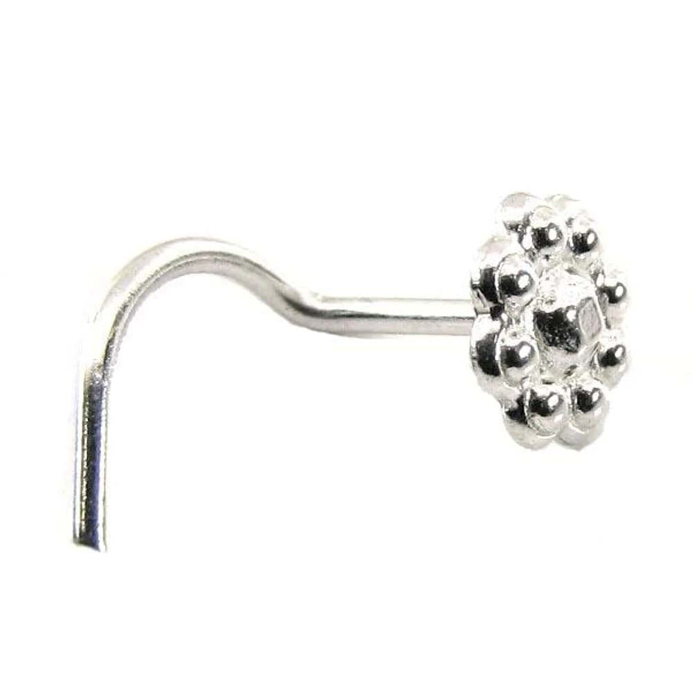 Ethnic  Sterling Silver Body Piercing Jewelry Nose Stud Pin Screw 20g