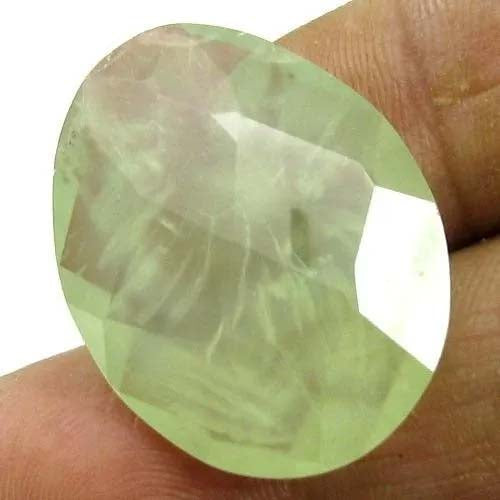 CERTIFIED 24.42Ct Natural Prehnite Fancy Checker Cut Gemstone