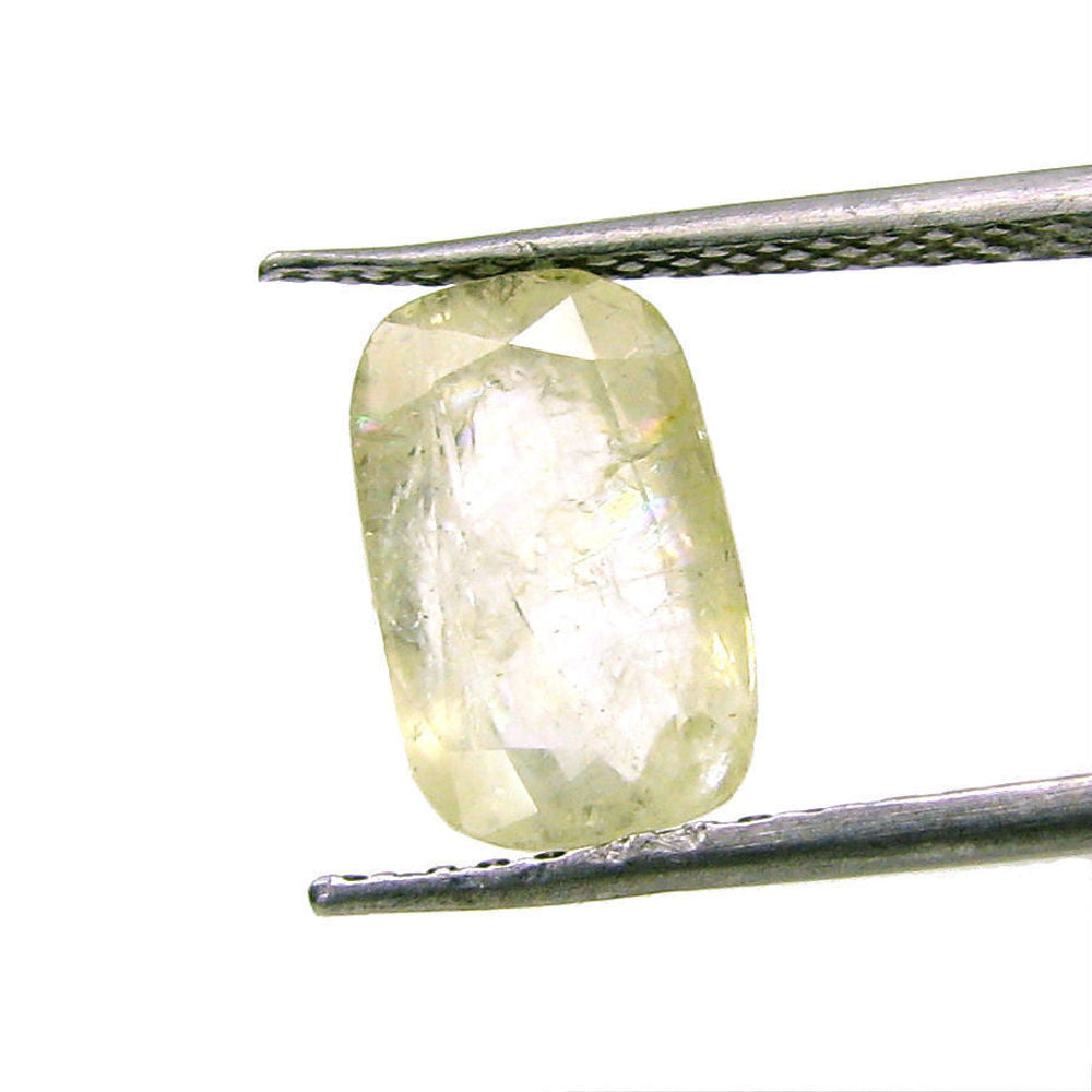 3.4Ct Natural Light Yellow Sapphire Cushion Faceted Gemstone