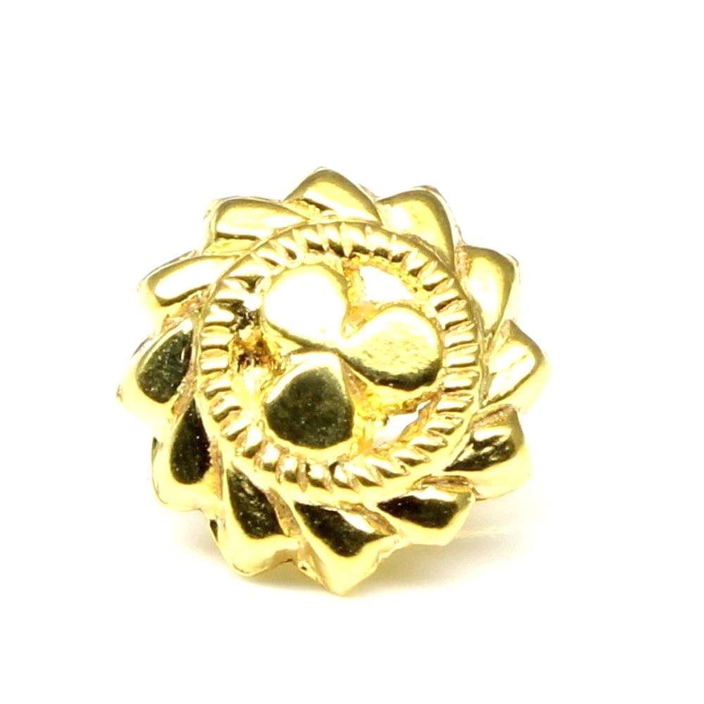 Fashion gold plated floral push pin nose stud