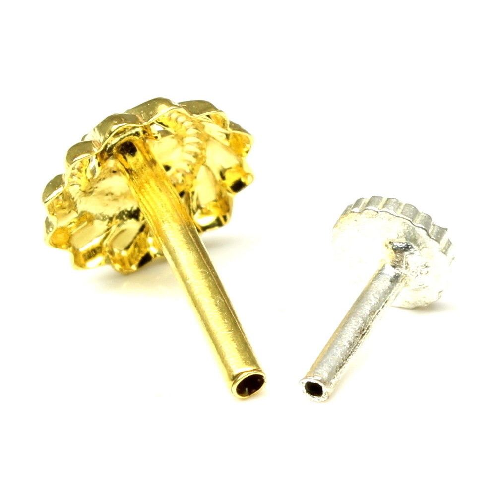 Fashion gold plated floral push pin nose stud