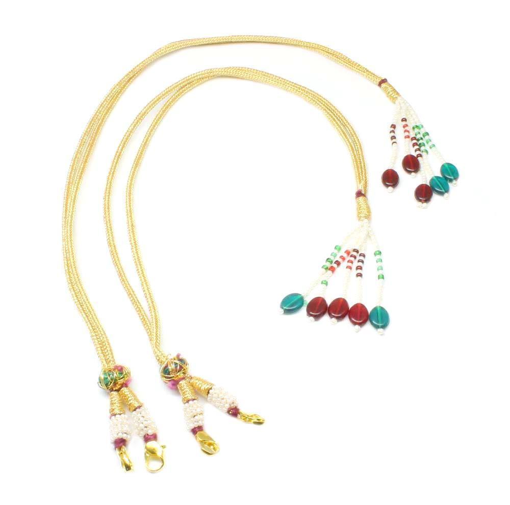 Indian Adjustable Necklace Tassel Golden Red Green Beads Wholesale Lot