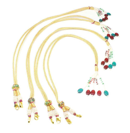 Indian Adjustable Necklace Tassel Golden Red Green Beads Wholesale Lot