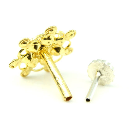 Real Gold Nose stud with push pin