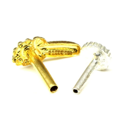 Traditional dangle gold plated nose stud push pin