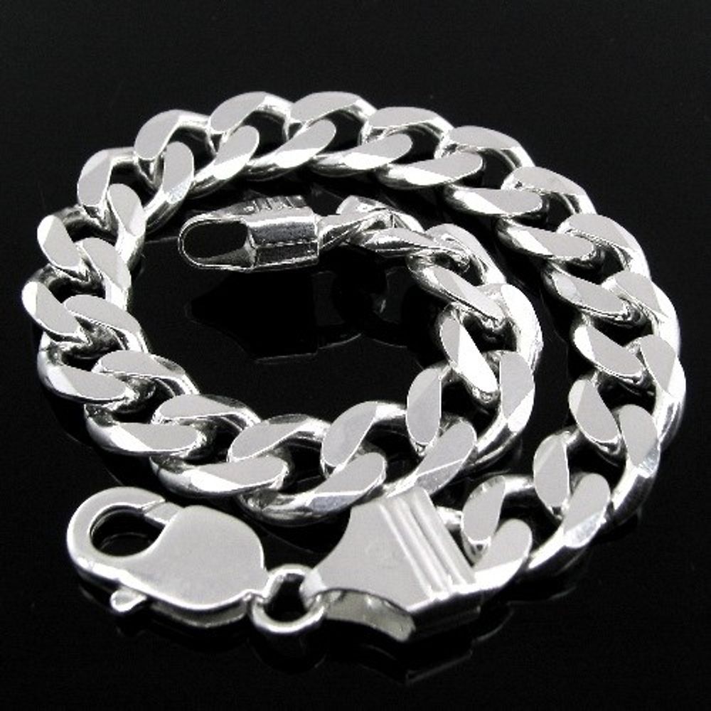 9 in Mens Curb Bracelet in Sterling Silver (6.4mm) | Shane Co.