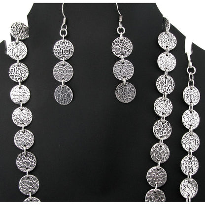 Solid Real Sterling SILVER Earrings Necklace Bracelet Set