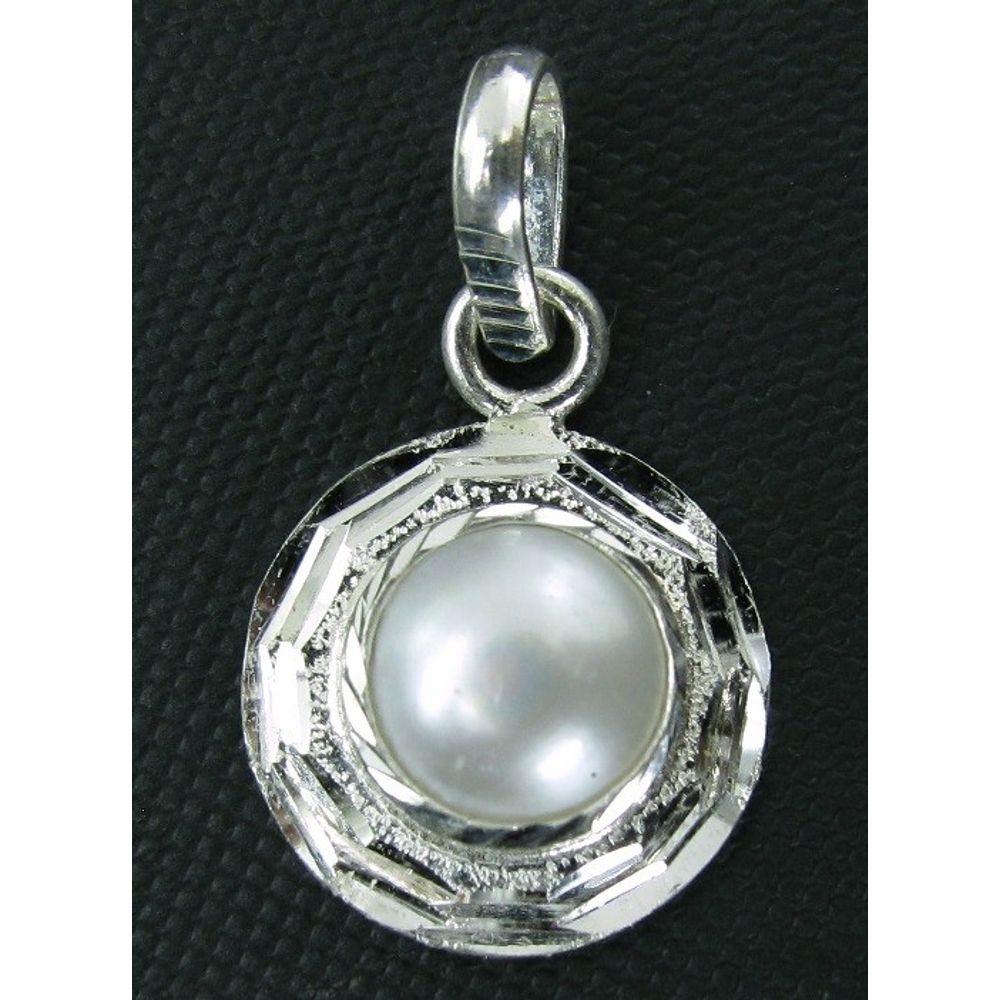 Pure Silver Pendant White Pearl Moti