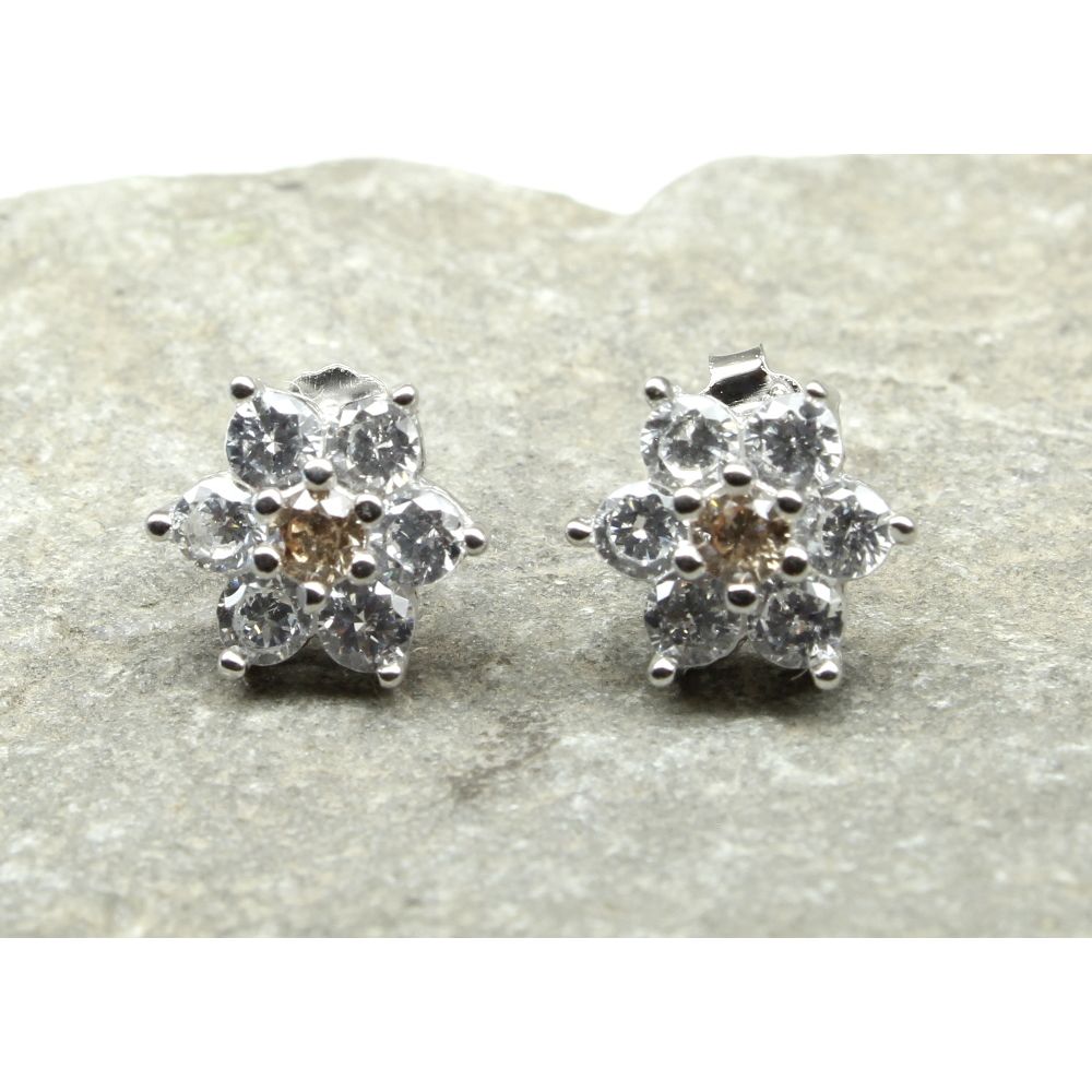 Fine Silver Stud Earring Platinum Finish