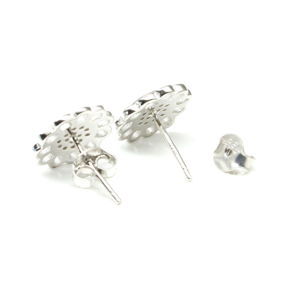 Women pure Silver Earrings with Push Back 