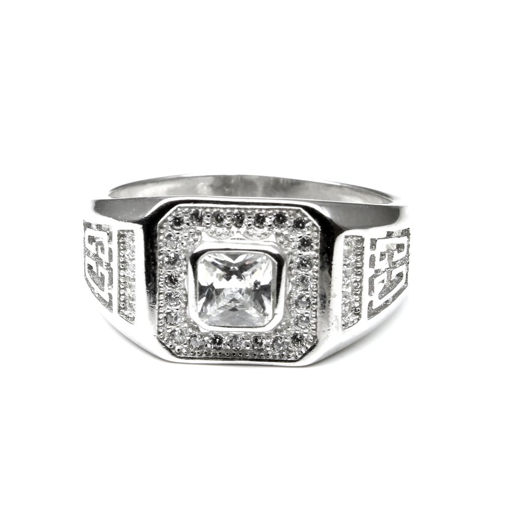 925 Sterling Silver Men's Ring Platinum Finish