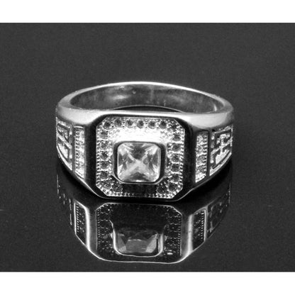 925 Sterling Silver Men's Ring Platinum Finish