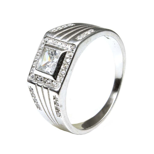 925 Sterling Silver Men's Ring Platinum Finish