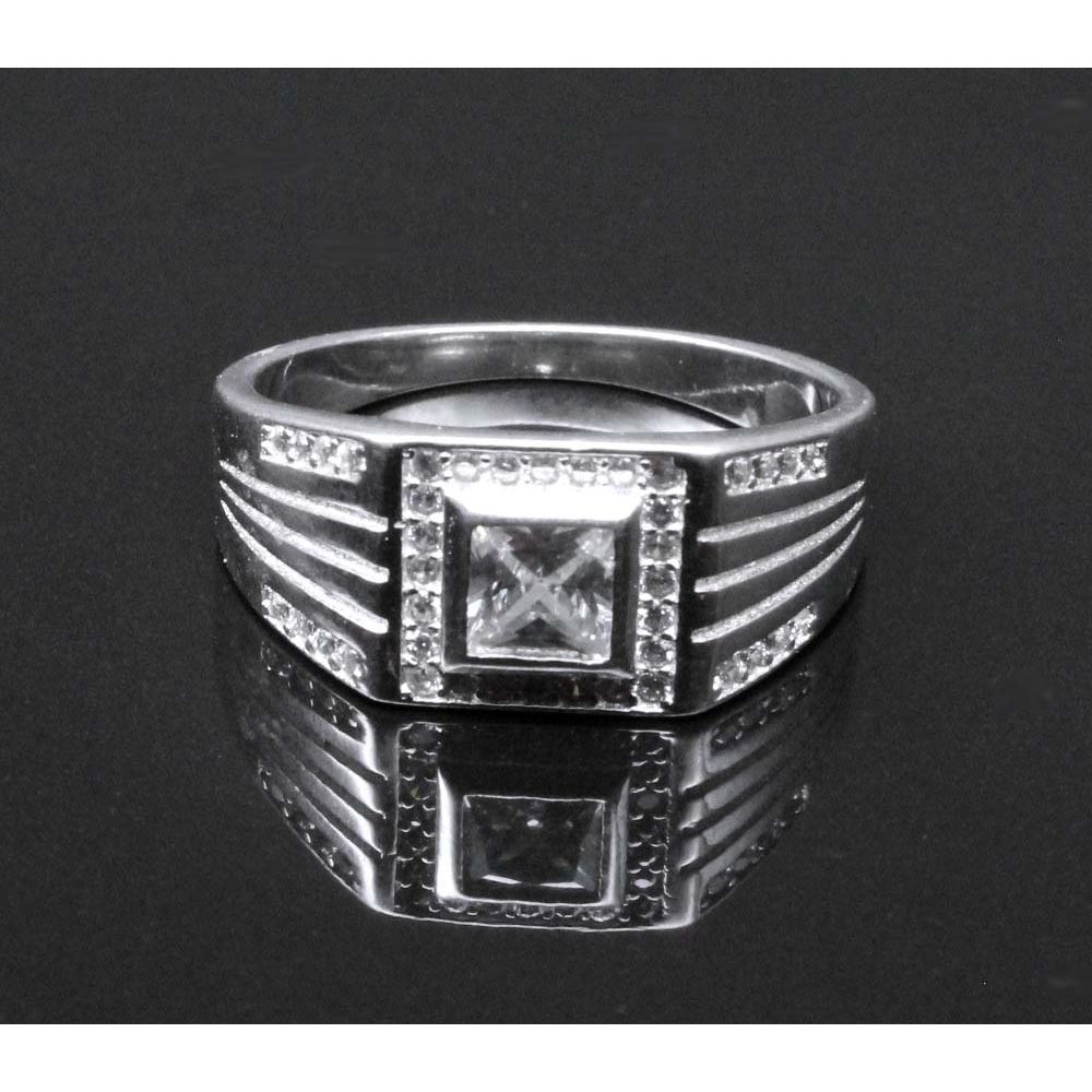 925 Sterling Silver Men's Ring Platinum Finish