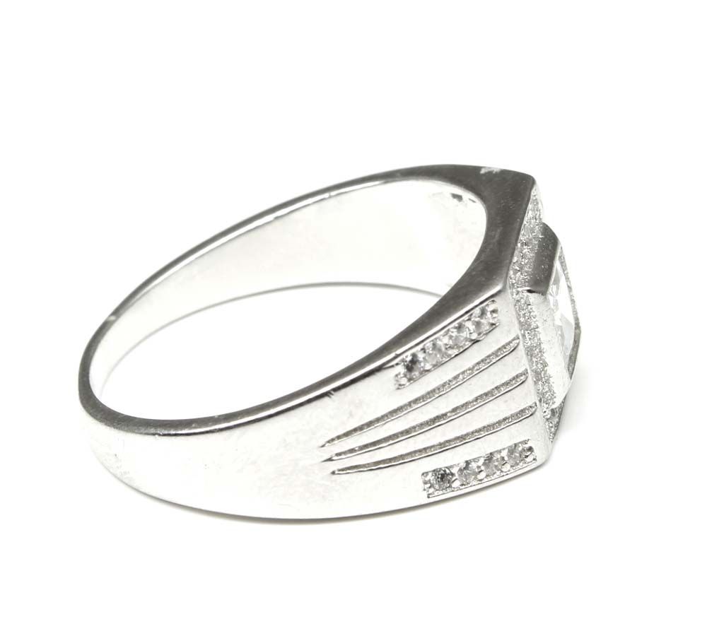 925 Sterling Silver Men's Ring Platinum Finish