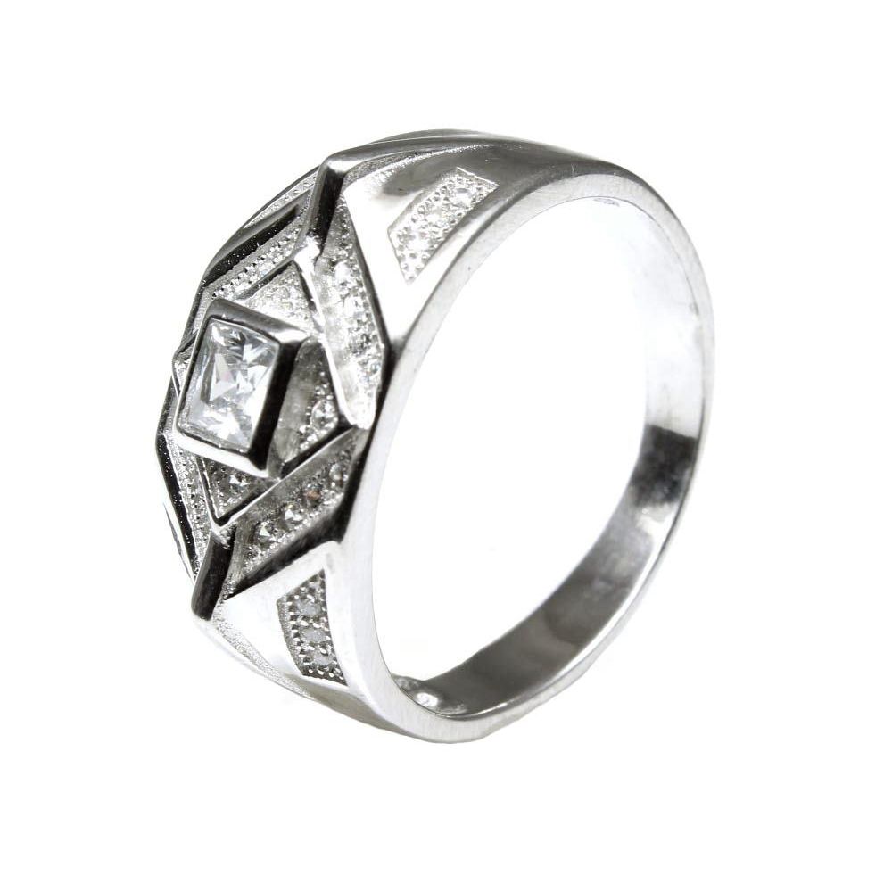 Sterling Silver Men's Ring Platinum Finish