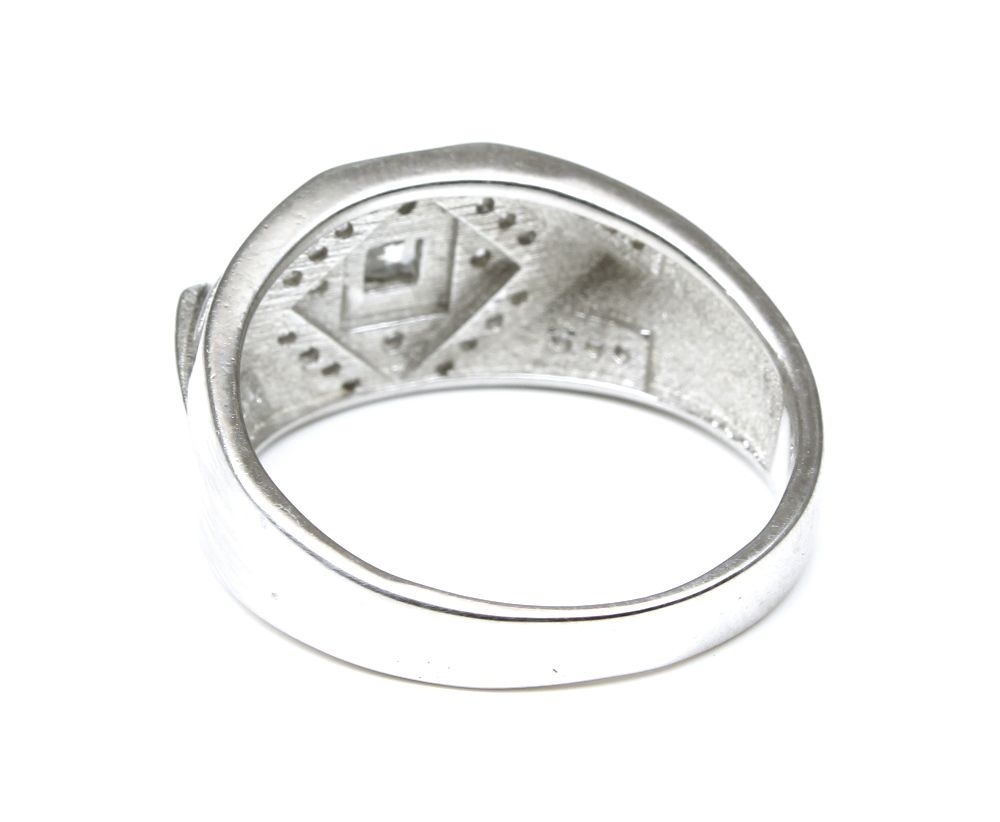 Sterling Silver Men's Ring Platinum Finish