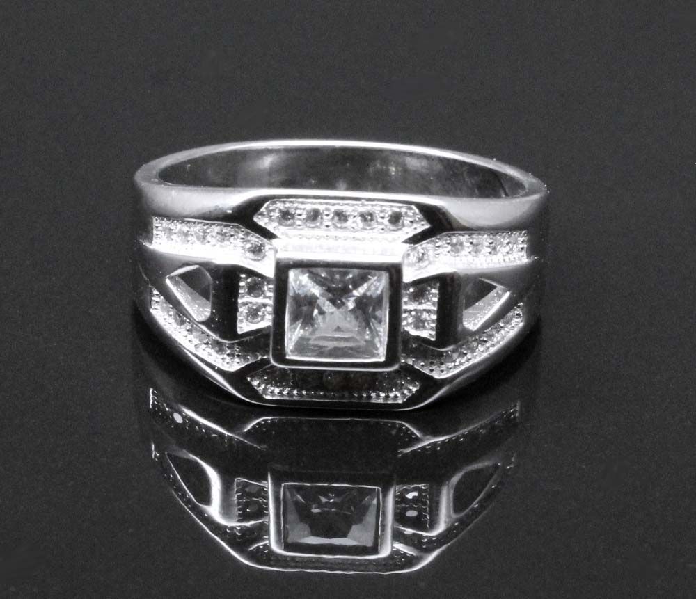 Solid 925 Sterling Silver Men's Ring  Platinum Finish