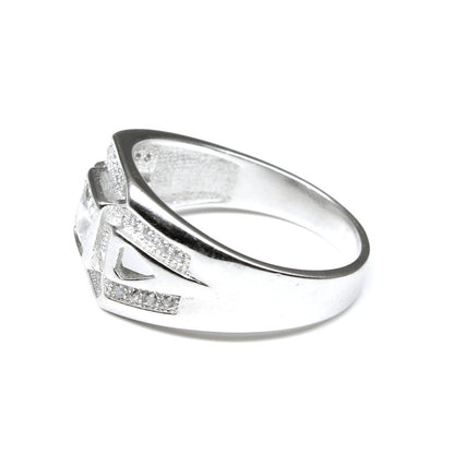 Solid 925 Sterling Silver Men's Ring  Platinum Finish