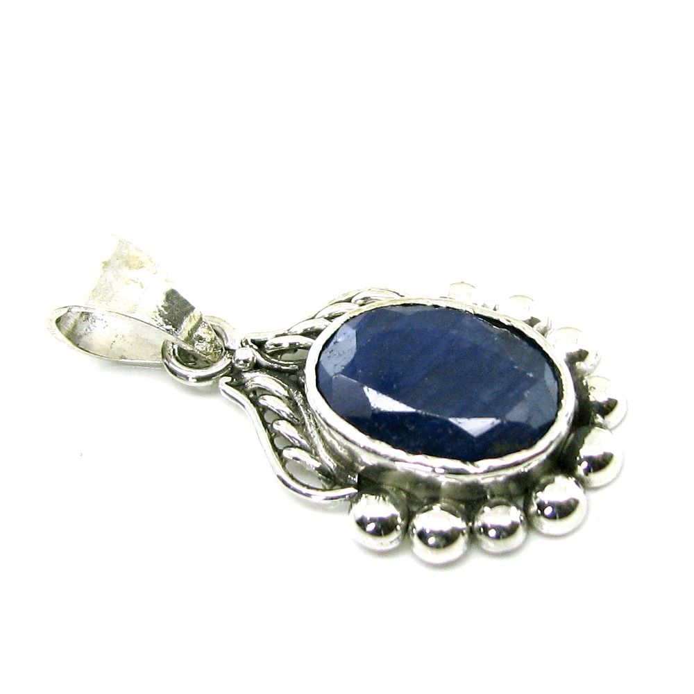 Rashi Ratna Silver pendant Blue Sapphire Gemstone