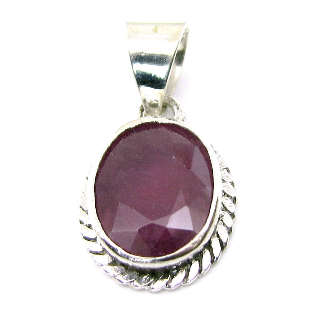 Ruby Rashi Stone ethnic designer birthstone rashi ratna silver pendant ruby gemstone ...