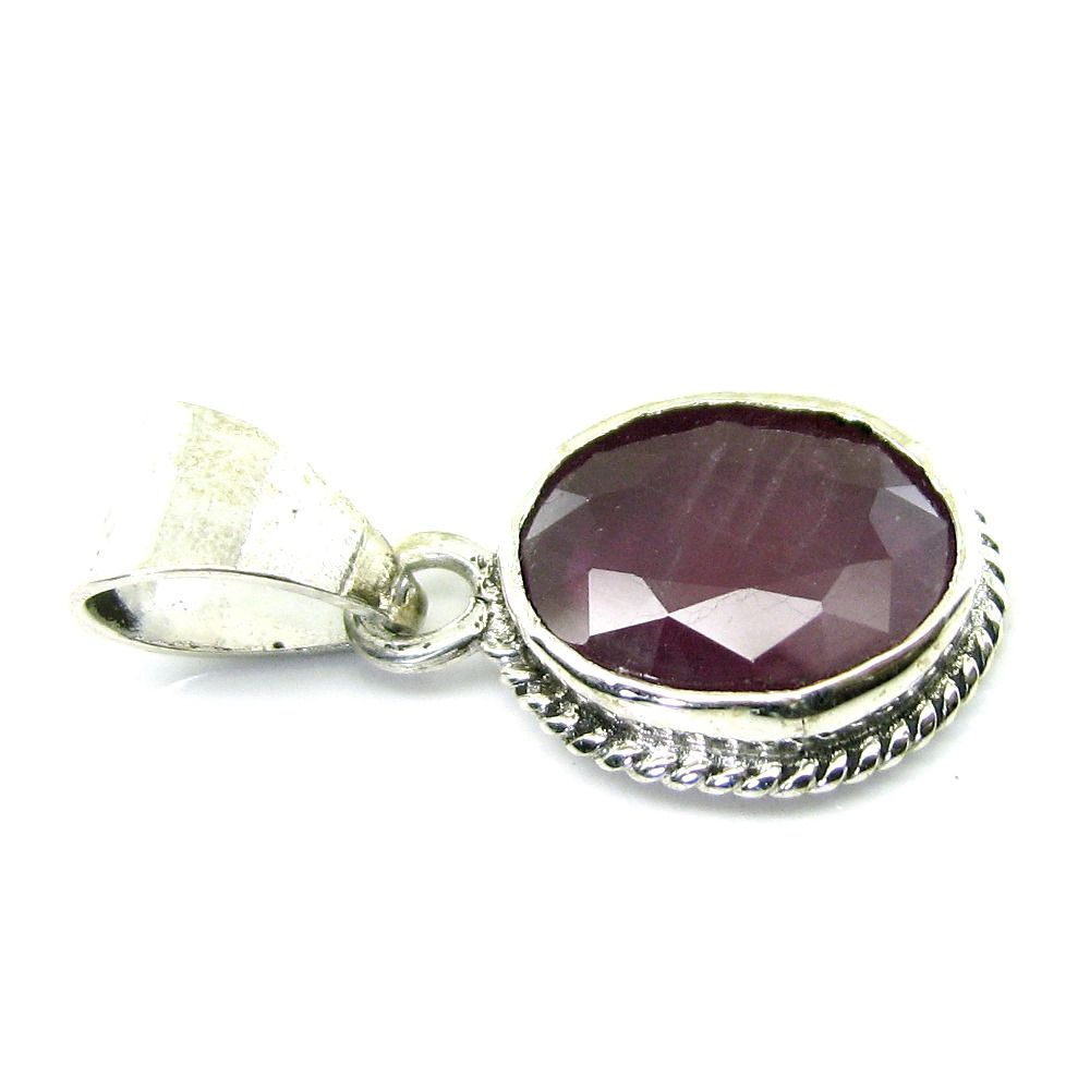 Birthstone Silver pendant Ruby Gemstone