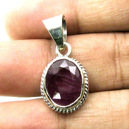 Birthstone Silver pendant Ruby Gemstone