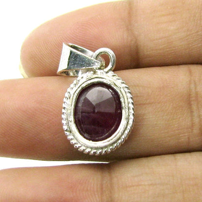 Birthstone Silver pendant Ruby Gemstone