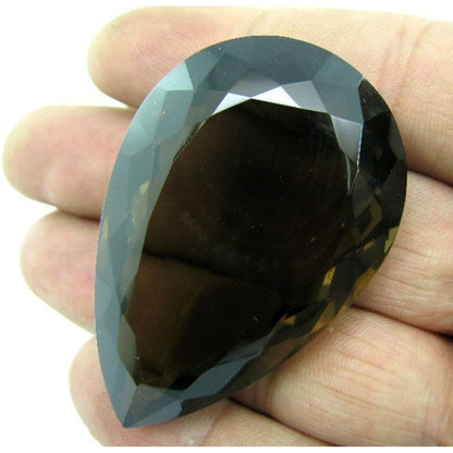 Classic Quality Big 232Ct Natural Smoky Quartz Pear Shape Rock Crystal Gemstone