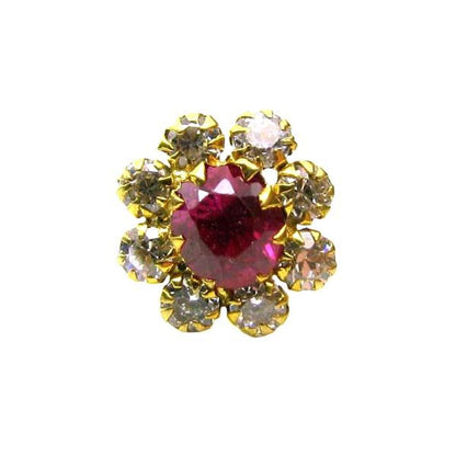  14k Yellow Gold Graceful Pink&White CZ Body Piercing Nose stud Pin for women