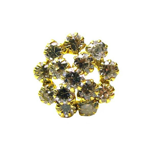 14k Yellow Gold White CZ Body Nose stud Pin