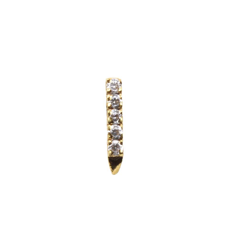 22g Gold Plated CZ Corkscrew Nose Stud