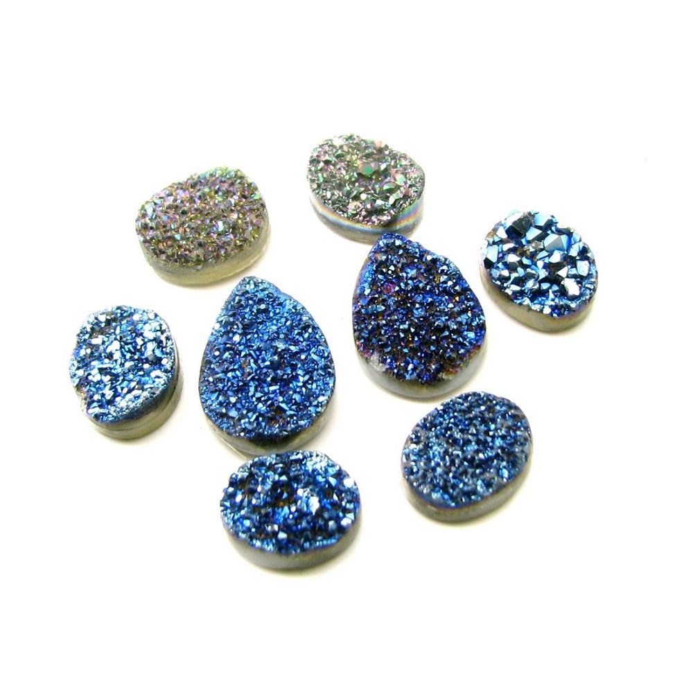 30.3Ct 5pc Lot Titanium Drussy Oval Shape Gemstones