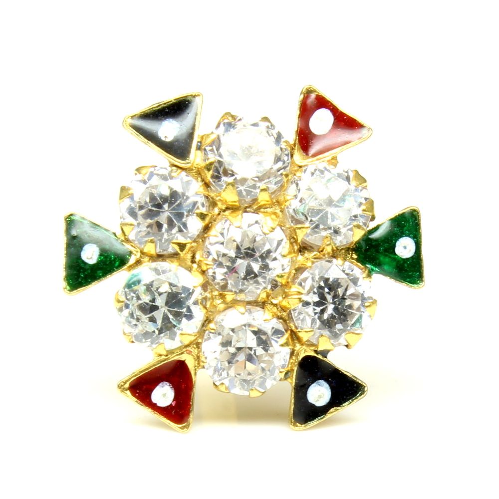  14K Yellow Gold Style multiple color stoneNath