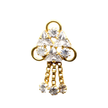 22K Gold filled CZ Piercing Push Pin Nose Stud