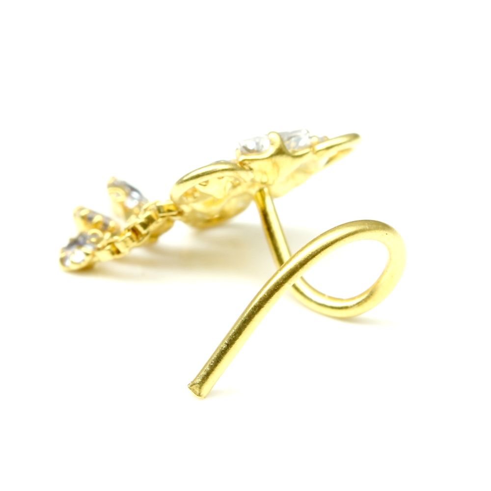 22K Gold filled CZ Piercing Push Pin Nose Stud