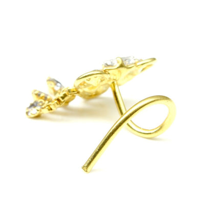 22K Gold filled CZ Piercing Push Pin Nose Stud