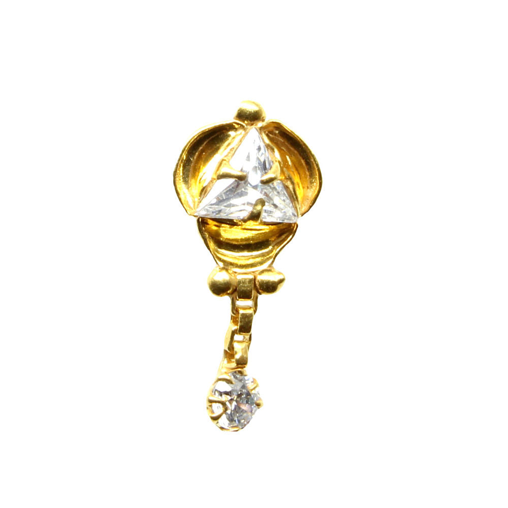 22K Gold filled CZ 22g Corkscrew Nose Stud