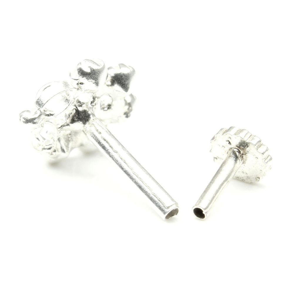 Silver Nose Pin for women with Push pin