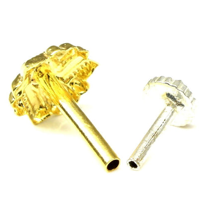 Traditional gold plated nose stud push Pin