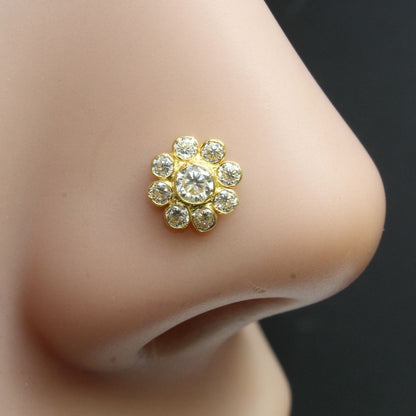 14k Nose ring with white shiny stones